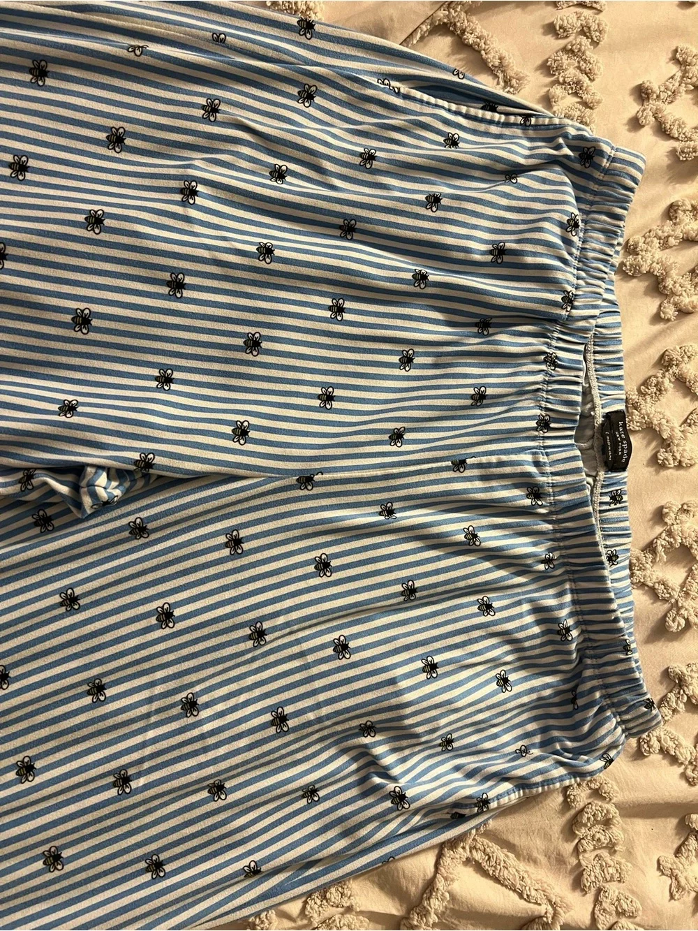 Kate Spade New York Buzzing Bees Stripe Print Pajama Pants -size Large